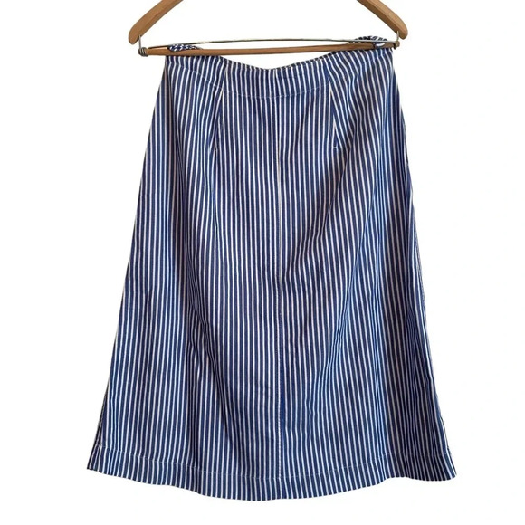 Talbots Button Front Blue Stripped Skirt - Picture 3 of 7